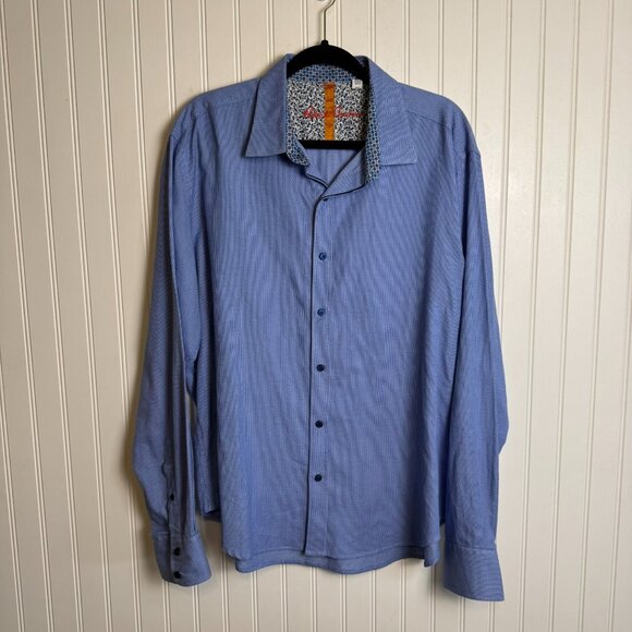 Robert Graham Blue Patterned Long Sleeve Men's Button Down Cotton K5 - Picture 1 of 5